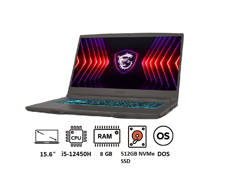 MSI Thin 15 B12VE Intel Core I5-12450H 512GB SSD 8GB Ram Nvidia GeForce RTX 4050 6GB 15.6" Inch FHD Win.11