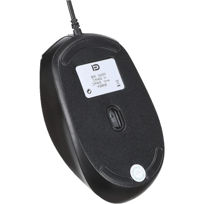 Fashion Wired Mouse FD 3600N DPI Adjustable 800DPI 1200DPI 1600DPI Wired Mouse - Black