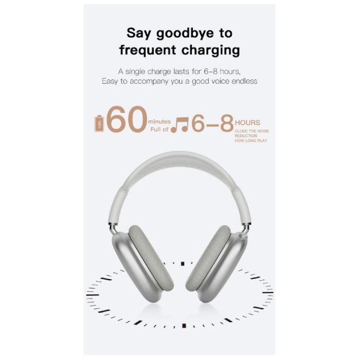 9S Max Headphones Wireless Bluetooth With Mic Headset Headphones Silver