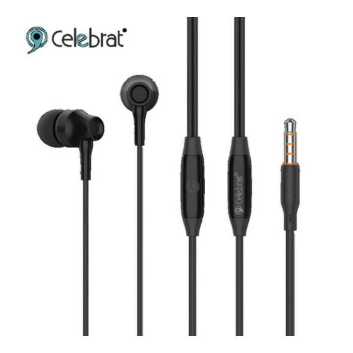 Celebrat G25 Earphone With Microphone Controller 1.2 Meter Length Black