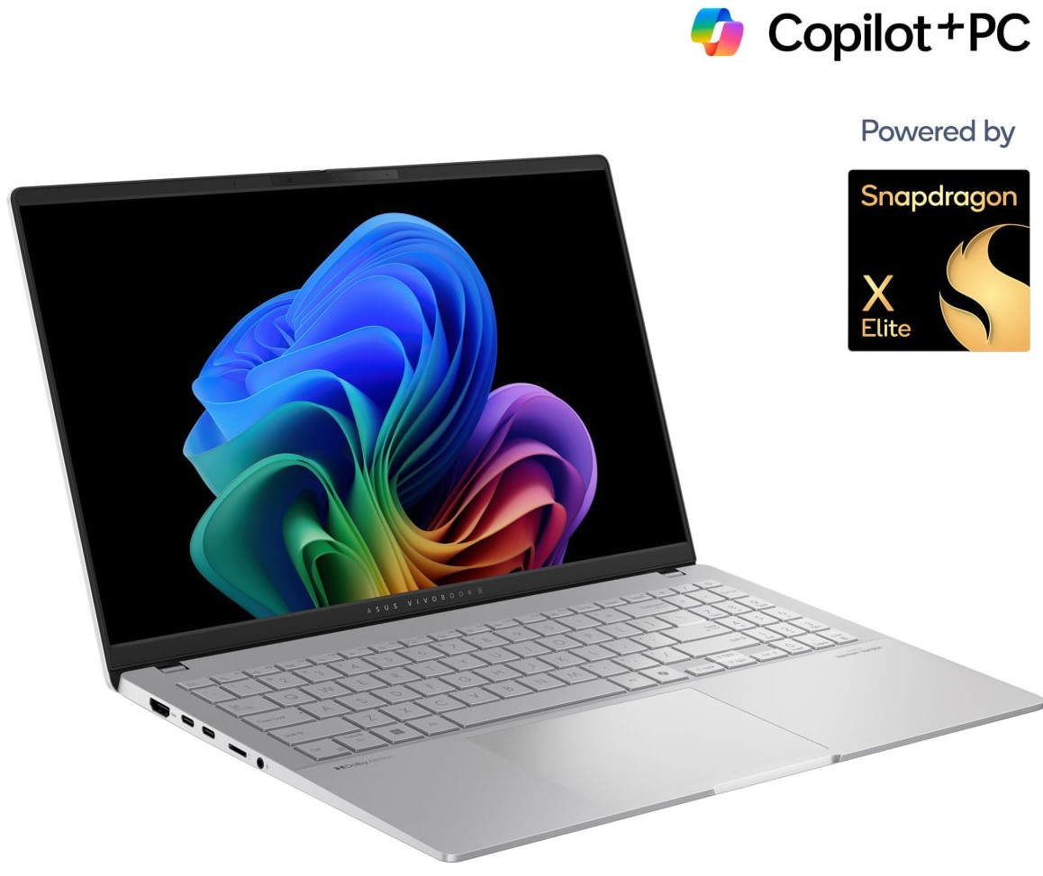 ASUS Vivobook S15 S5507QA-MA001W Laptop, Snapdragon® X Elite X1E 78 100, 32GB RAM, 1TB SSD, Qualcomm® Adreno GPU, 15.6" 120Hz, Win11