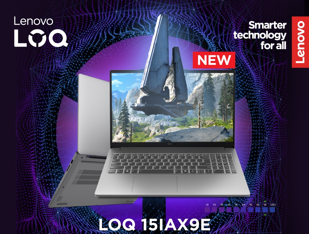 Lenovo LOQ 15IAX9E Gaming Laptop, Intel Ci5 12450HX, 16GB RAM 512GB SSD, RTX 4050 6GB, 15.6” 144Hz Luna Grey, 2 Years Warranty + RGB Mouse 83LK0071ED